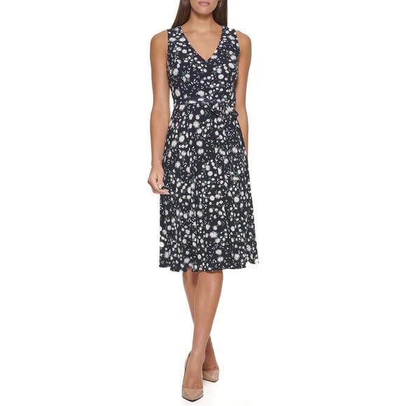 Tommy Hilfiger Women's Plus Size Fit & Flare Dress, Sky Captain/Ivory Size 14W - Picture 1 of 3